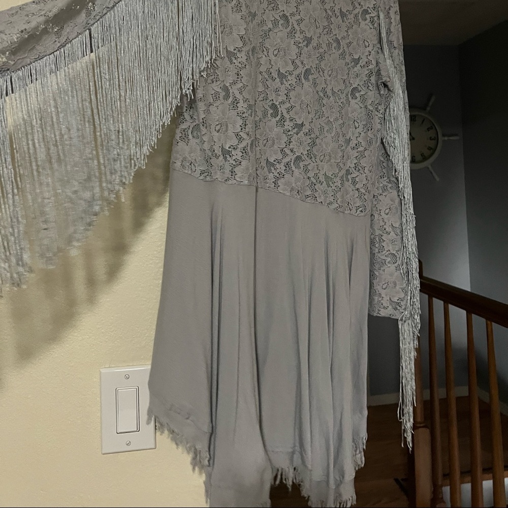 Blue lace fringe dress